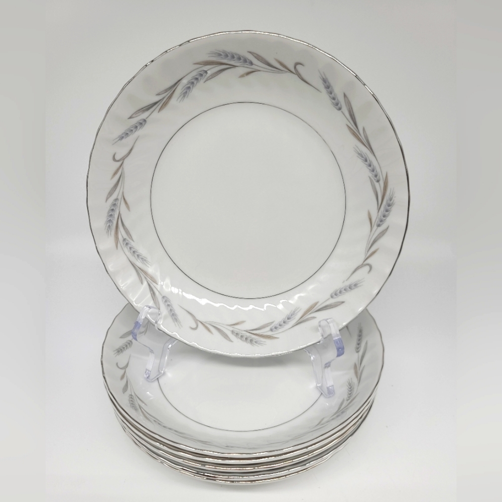 Japan Fine China Harvest Silver Rim (Wheaton) Pasta Bowls 6-Piece